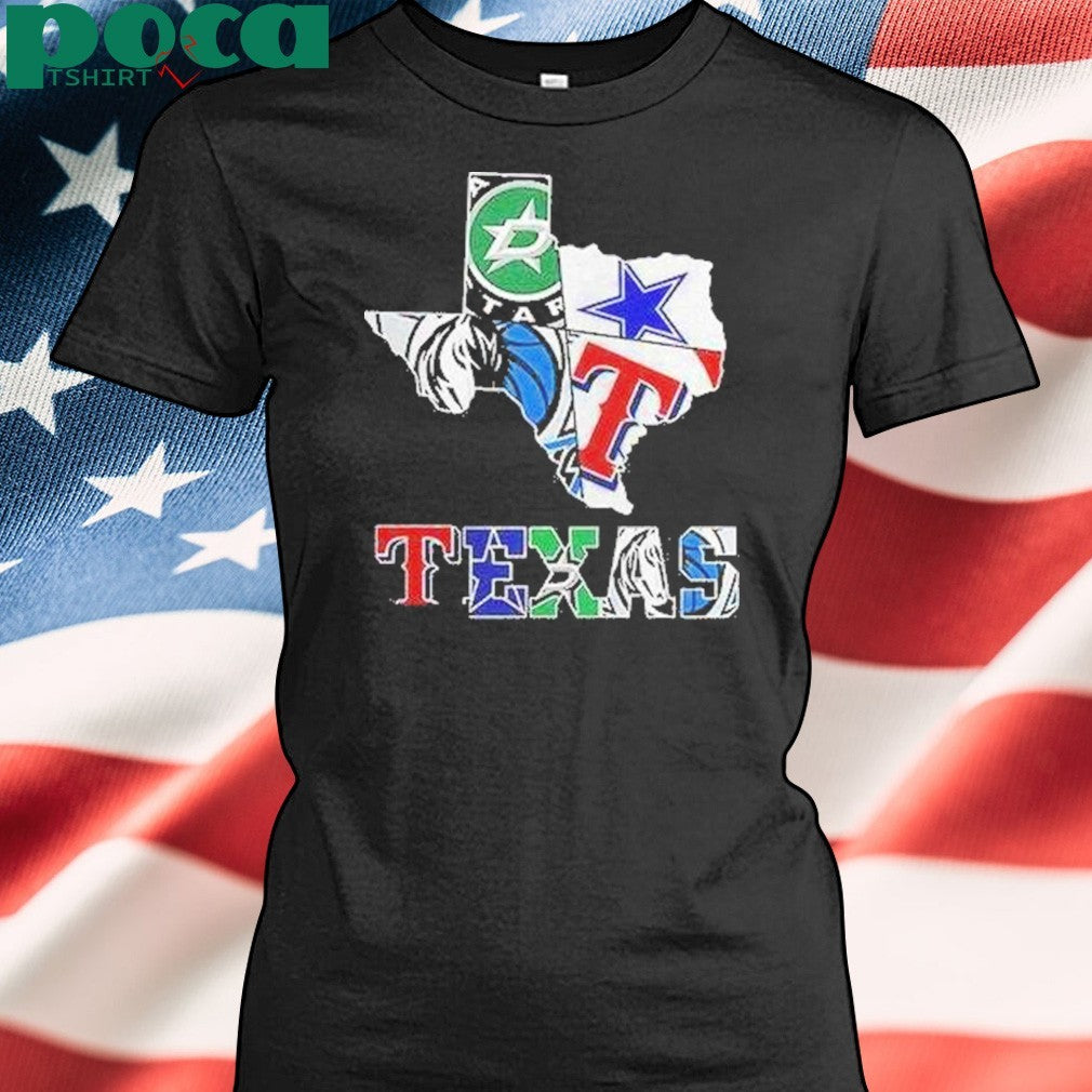 Texas Sports Teams Logo Map Shirt