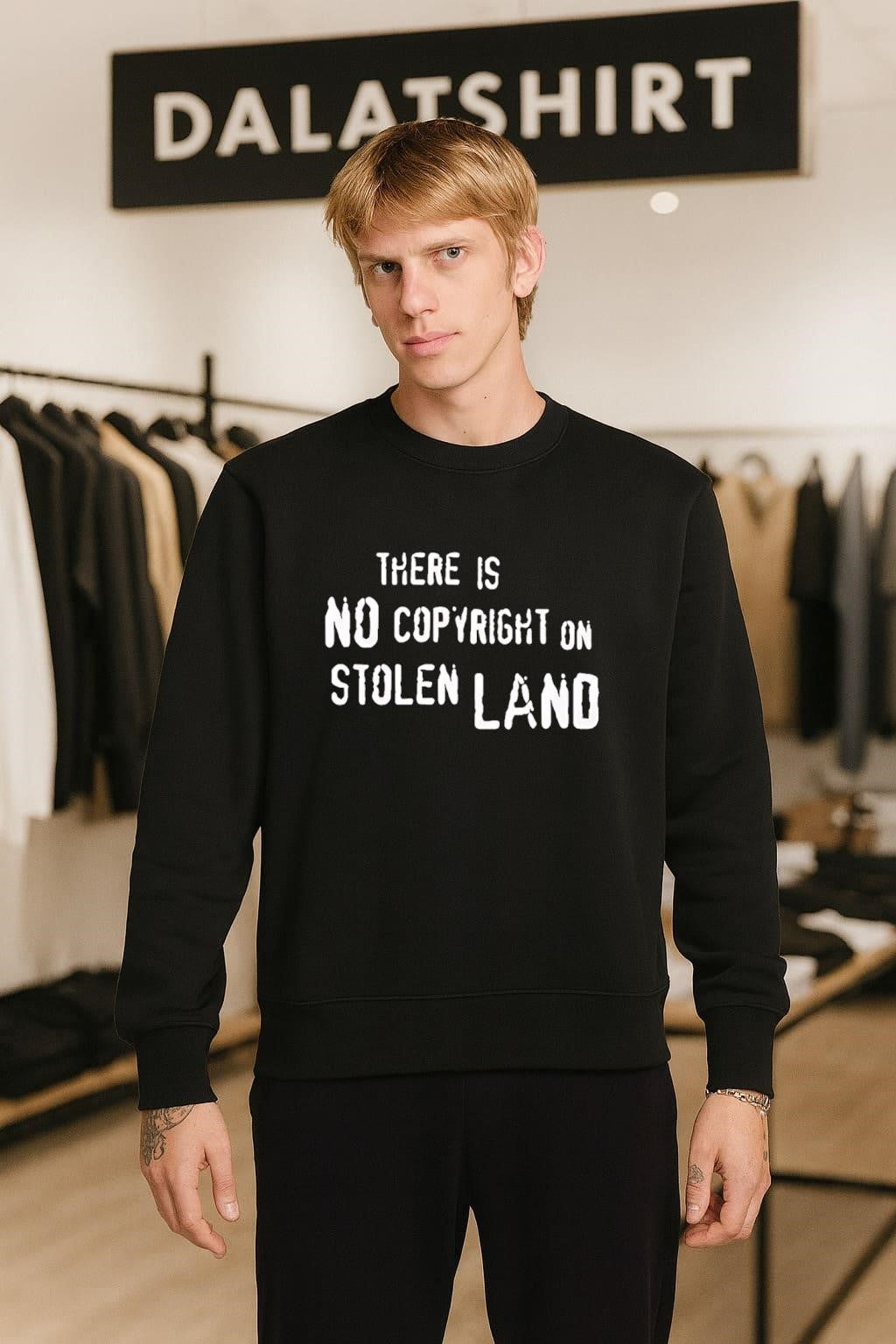 There Is No Copyright On Stolen Land Distressed Text shirt