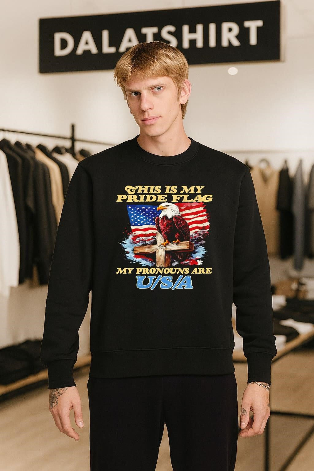 This Is My Pride Flag My Pronouns Are USA Eagle Cross shirt