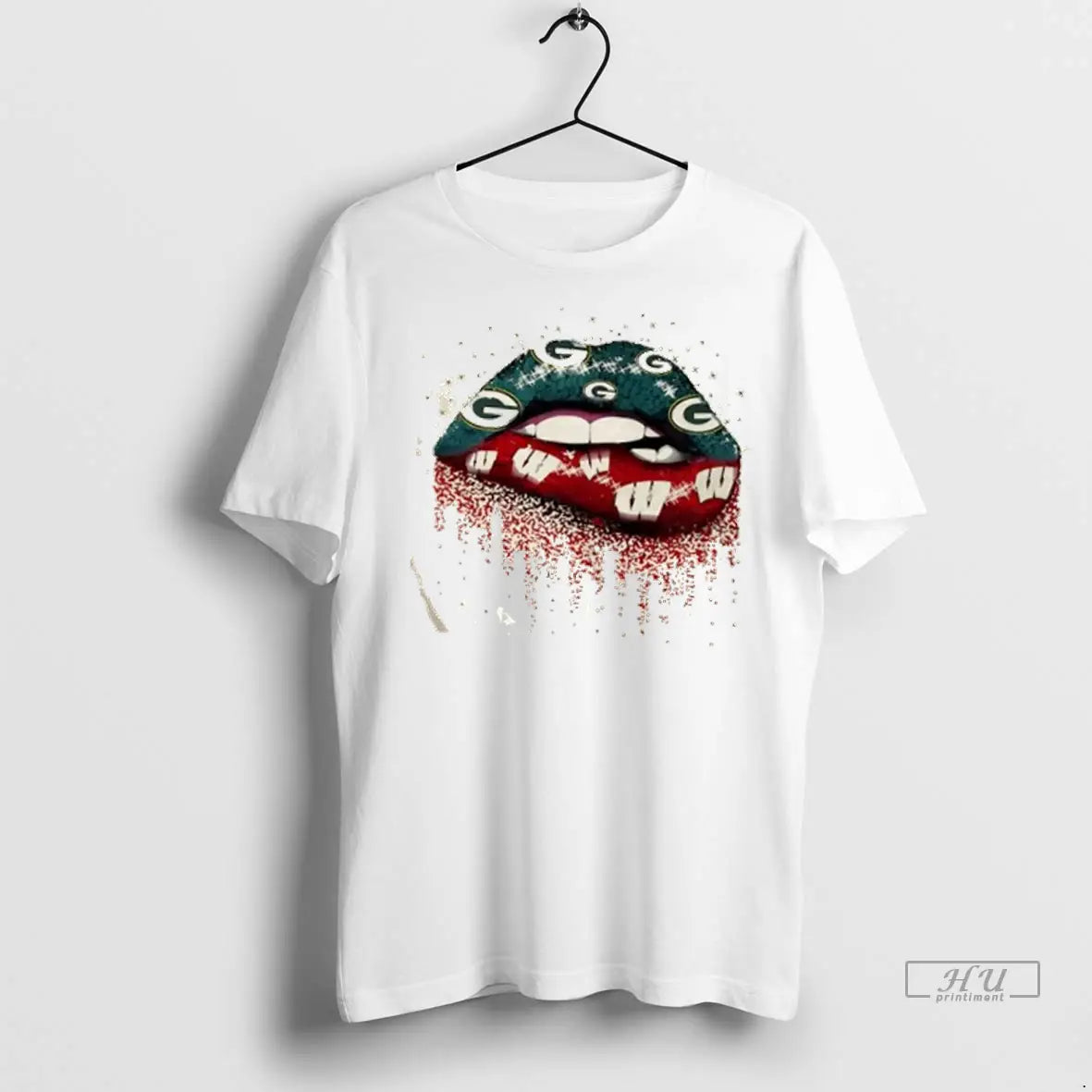 Trending Green Bay Packers X Wisconsin Badgers Lips T Shirt