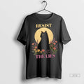 Trending Resist The Lies Black Cat Floral T Shirt