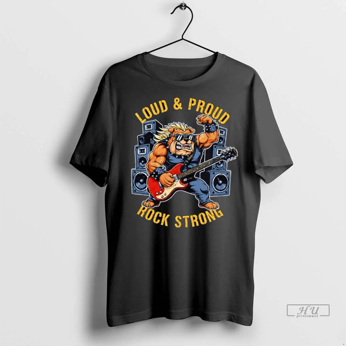 Trending Rock Music Bulldog Guitarist Loud And Proud Rock Strong T Shirt