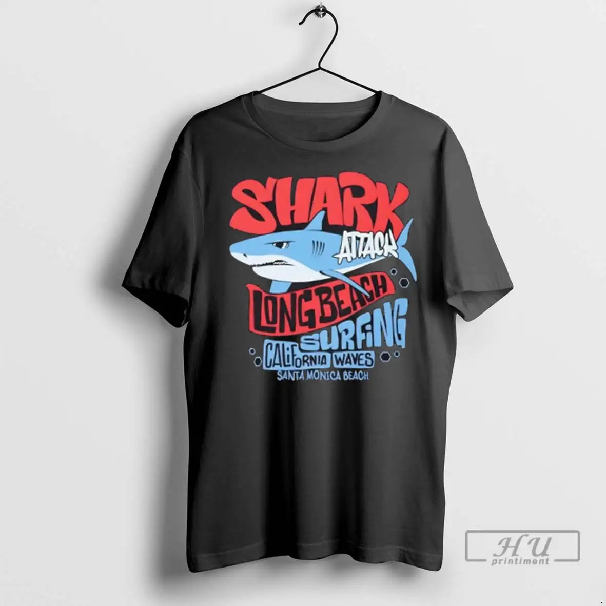 Trending Shark Attack Surfing Long Beach California Waves T Shirt