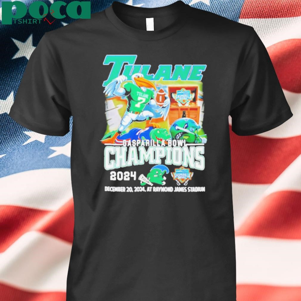Tulane Green Wave 2024 Gasparilla Bowl Champions 2024 mascot shirt