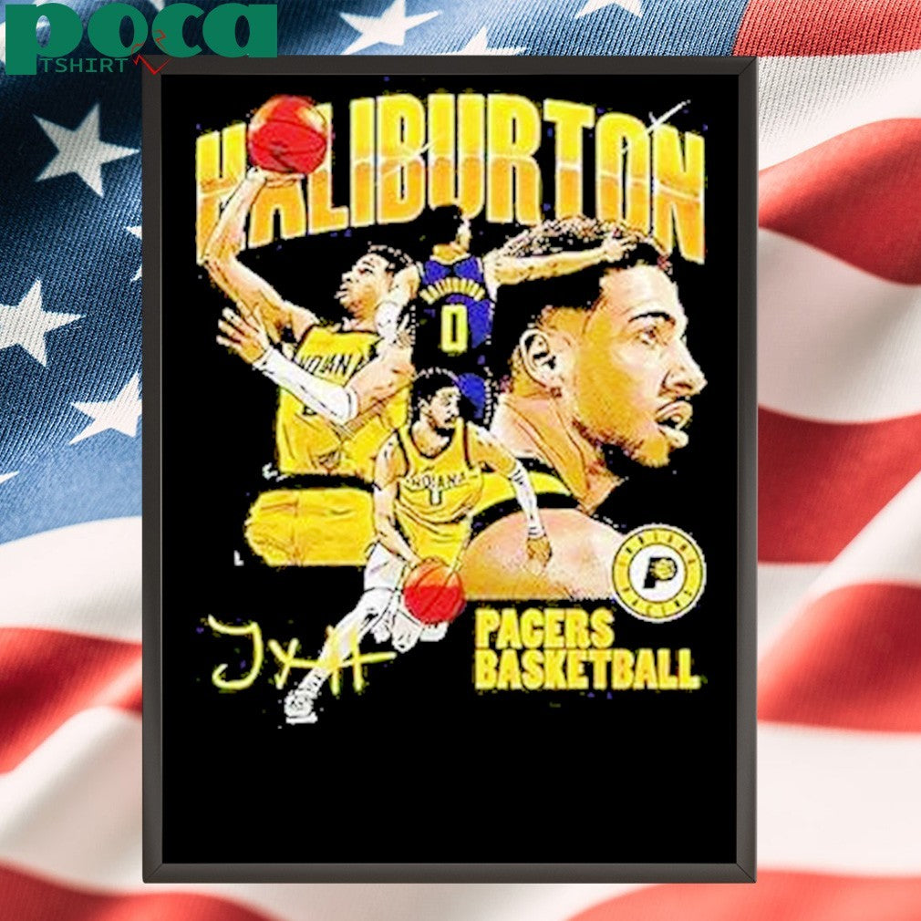 Tyrese Haliburton Indiana Pacers Basketball Player Collage Graphic Shirt