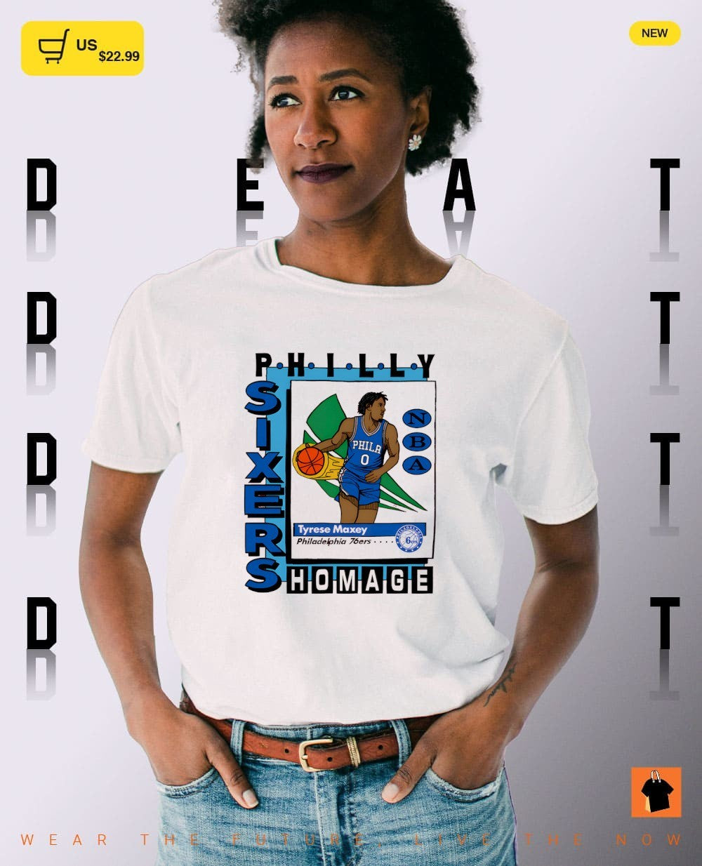 Tyrese Maxey Philadelphia 76ers Basketball Topps Trading Card Tri-Blend shirt