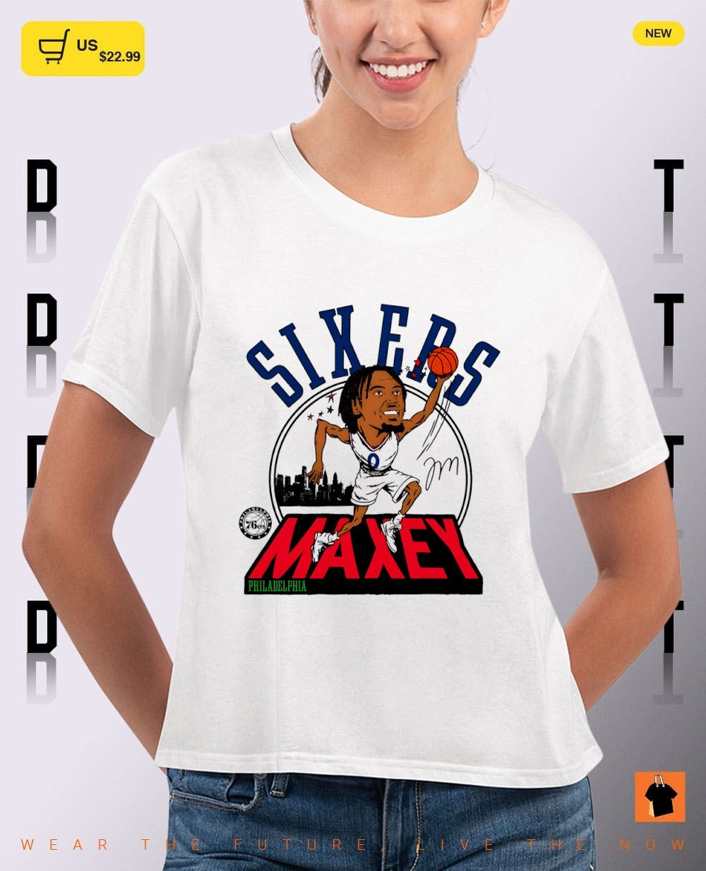 Tyrese Maxey Philadelphia 76ers Basketball signature Tri-Blend Player shirt