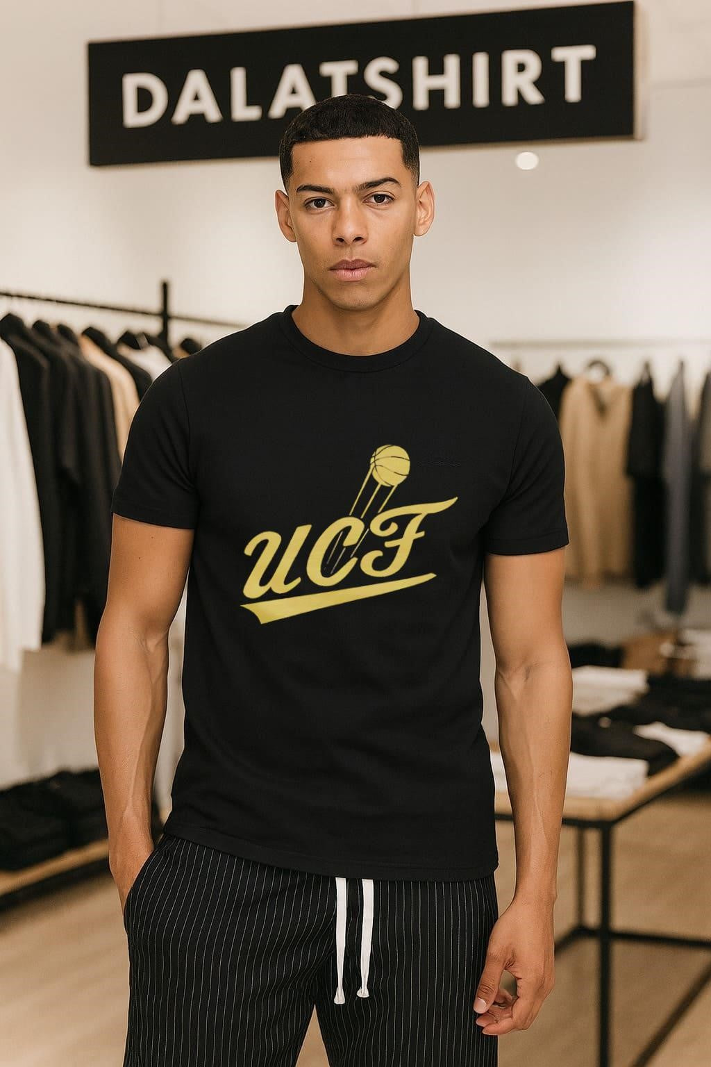 UCF Knights Script Graphic with Basketball Motion shirt