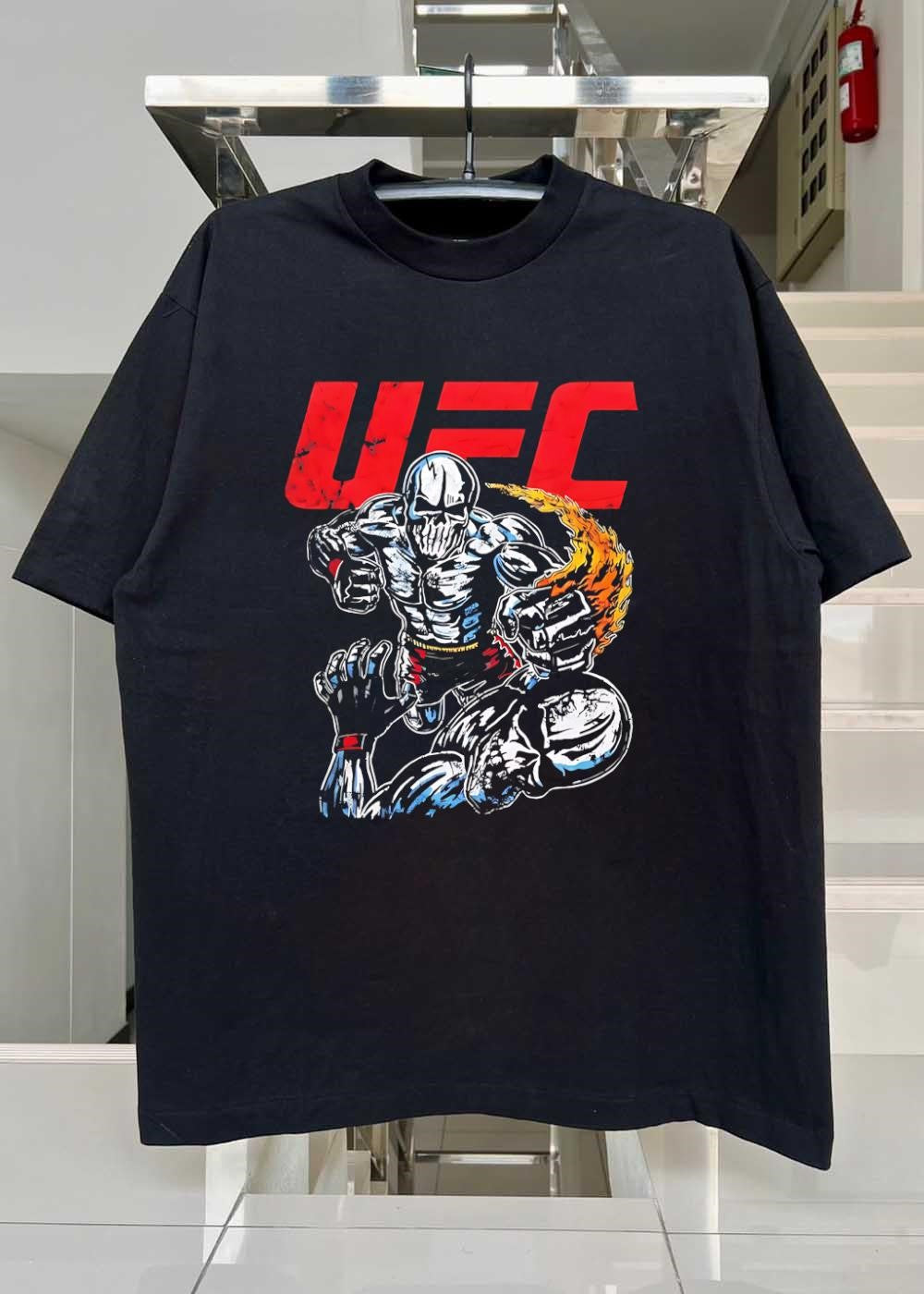 UFC Skull Fighter Flaming Punch Art Shirt