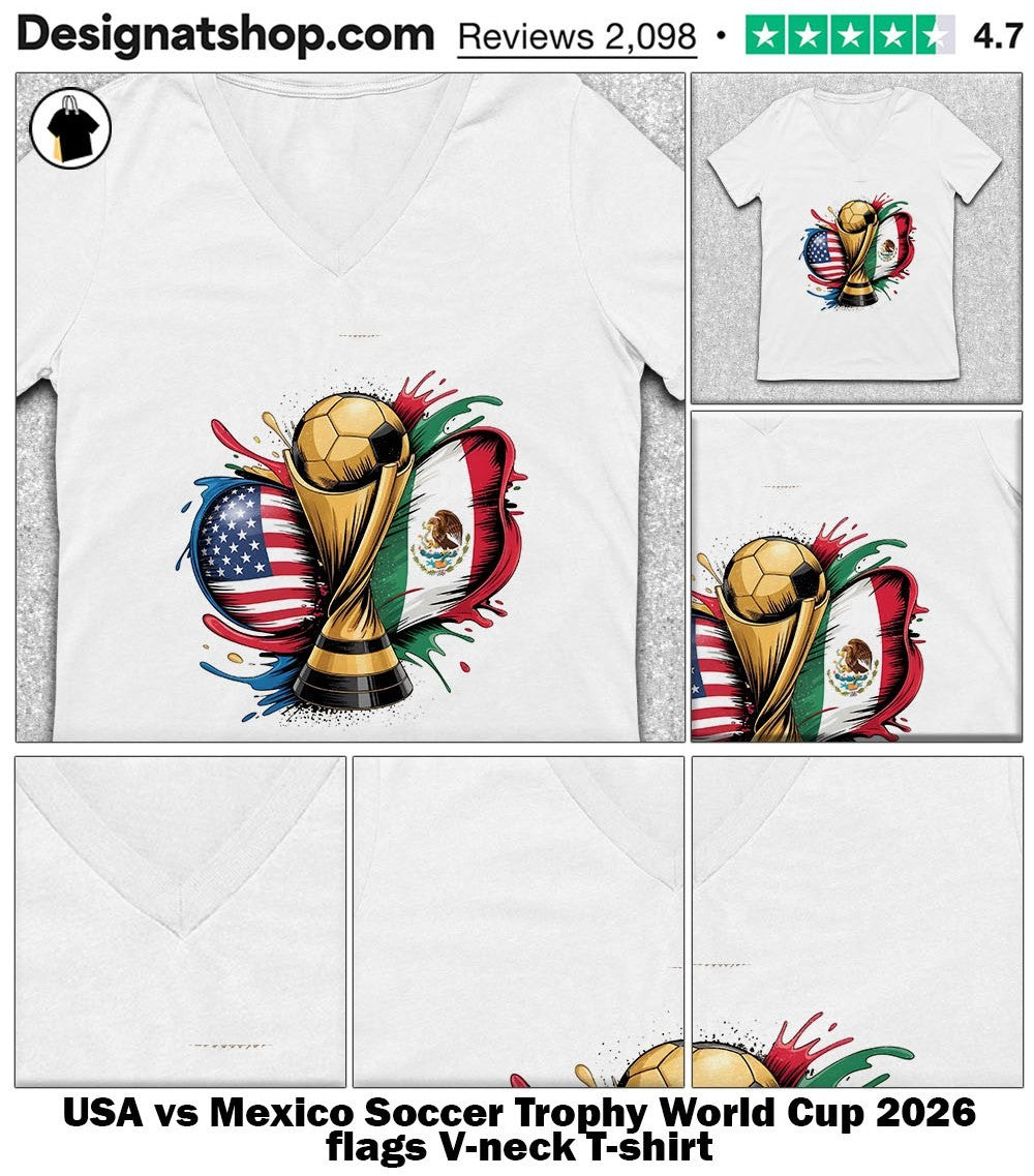 USA vs Mexico Soccer Trophy World Cup 2026 flags shirt