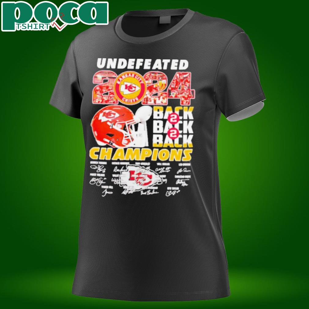 Undefeated 2024 back 2 back Champions Kansas City Chiefs signatures shirt