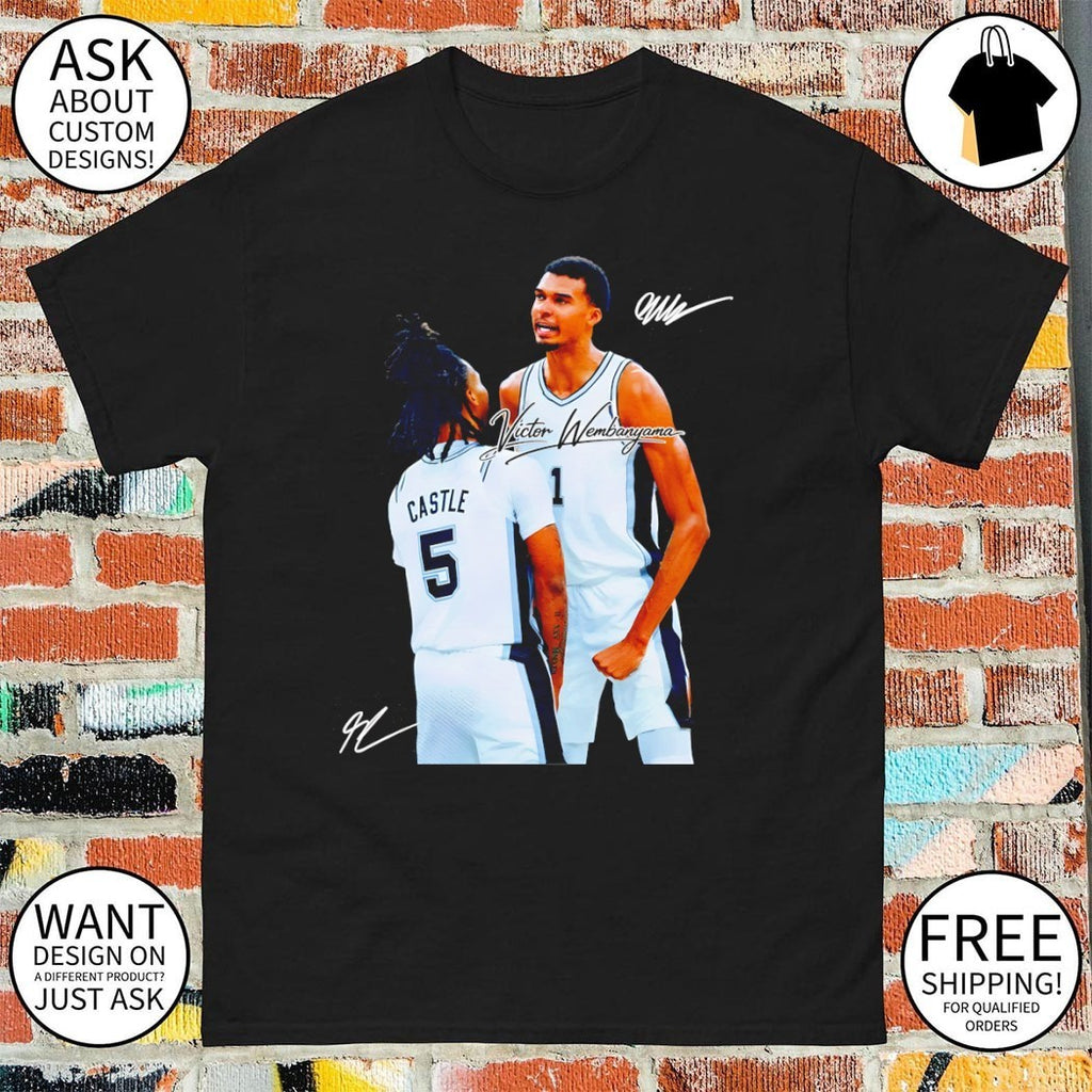 Victor Wembanyama and Stephon Castle San Antonio signature shirt