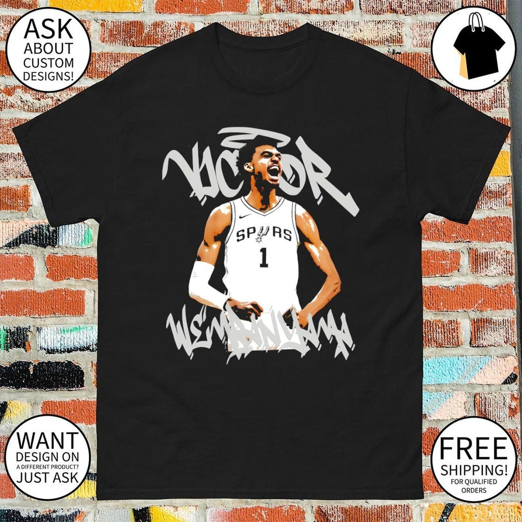 Victor Wembanyama celebration San Antonio Spurs Basketball NBA 2026 shirt