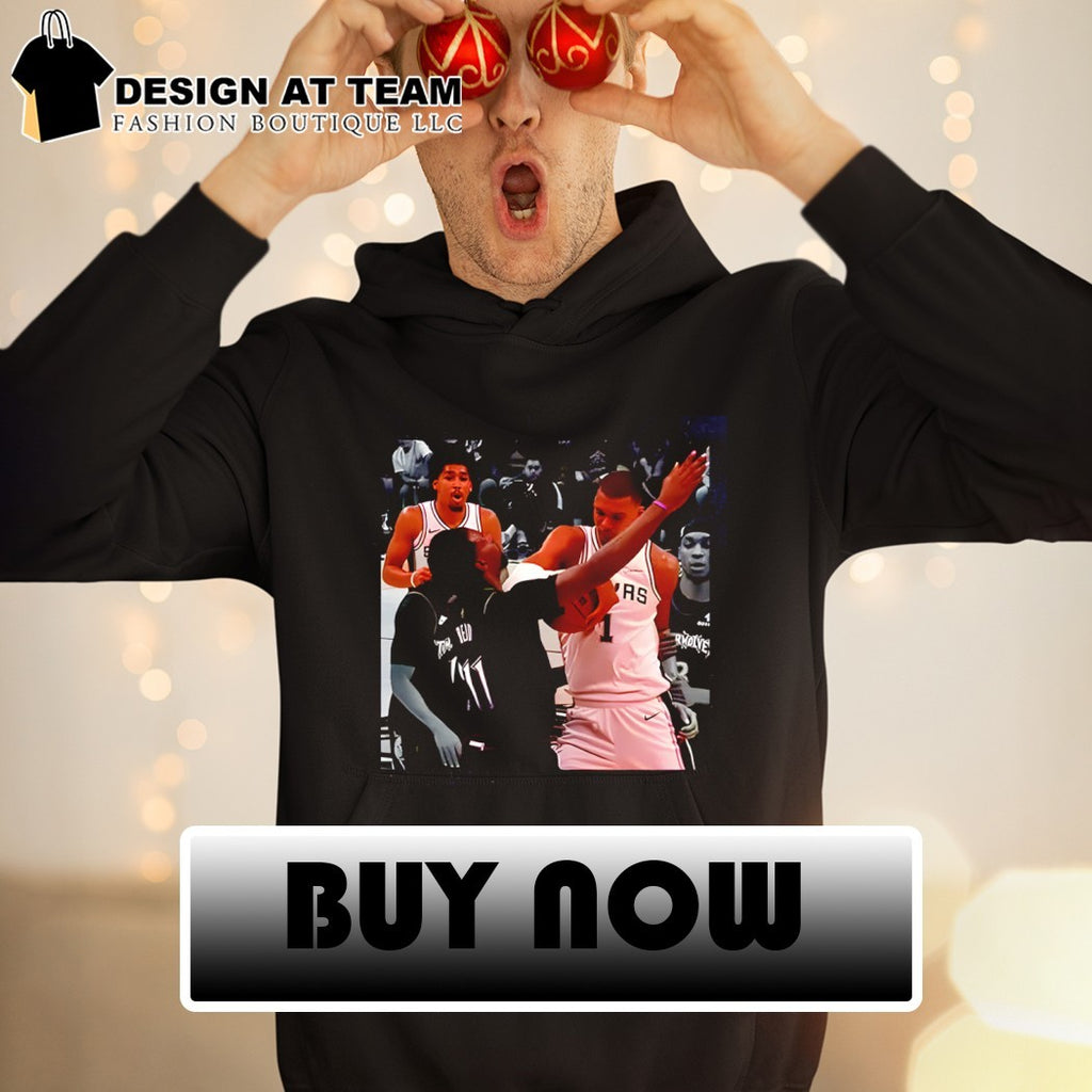 Victor-Wembanyama elbow on Naz-Reid San Antonio Spurs and Minnesota Timberwolves NBA Playoffs photo shirt