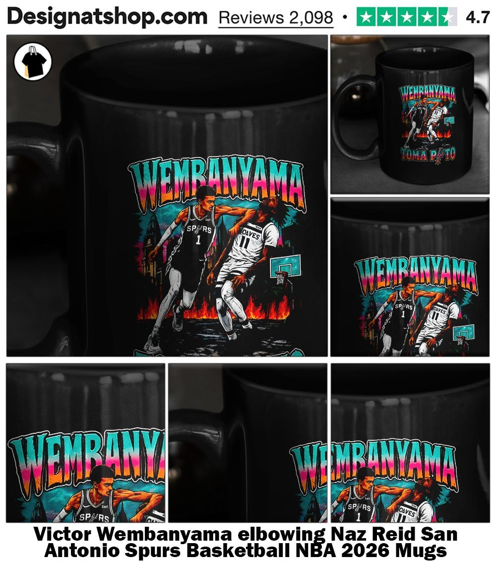 Victor Wembanyama elbowing Naz Reid San Antonio Spurs Basketball NBA 2026 shirt