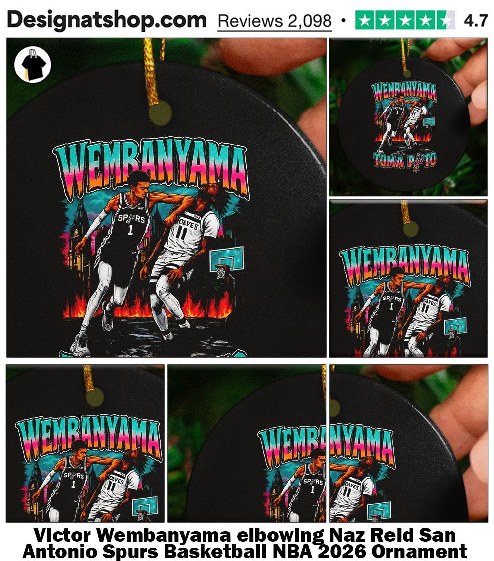 Victor Wembanyama elbowing Naz Reid San Antonio Spurs Basketball NBA 2026 shirt