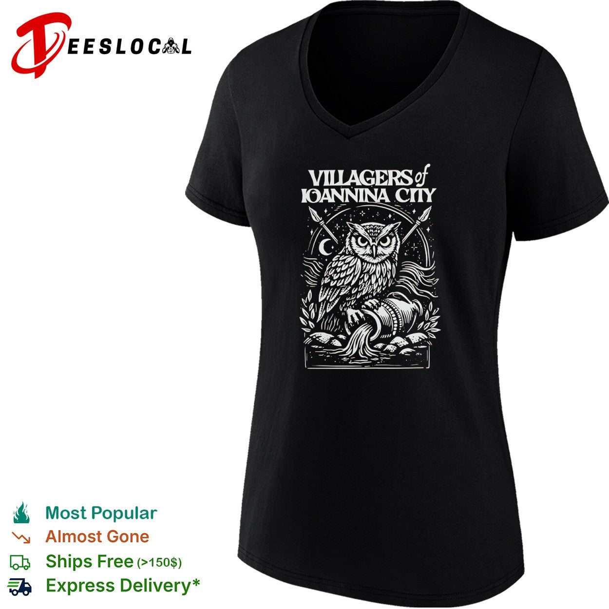 Villagers of Ioannina City Owl with Spears and Urn Water shirt