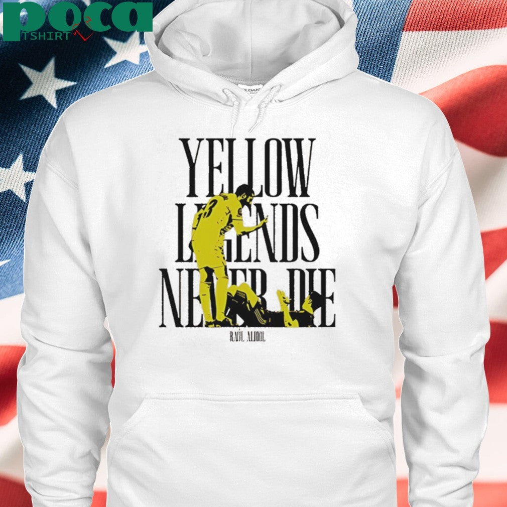 Villarreal CF Yellow legends never die Raúl Albiol silhouette shirt