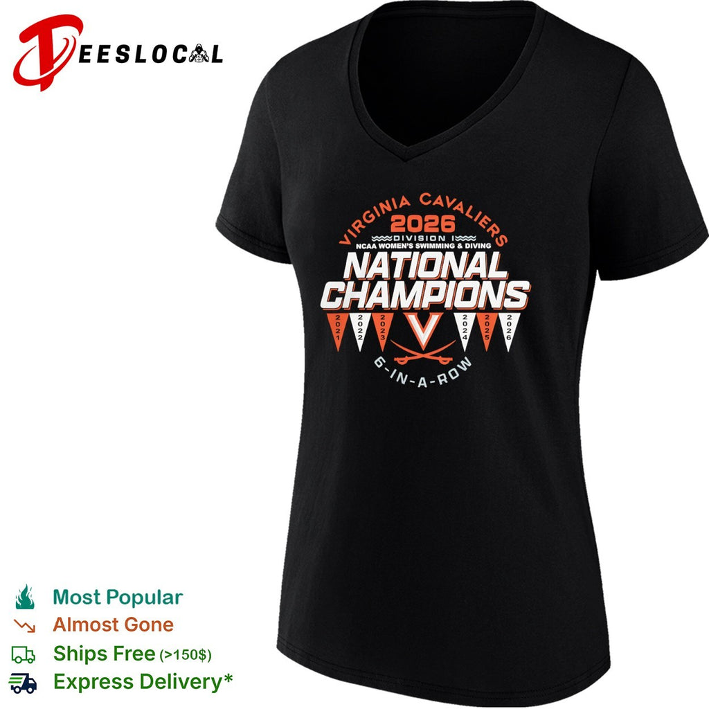 Virginia Cavaliers 2026 National Champions 6 in a row NCAA swimming diving shirt