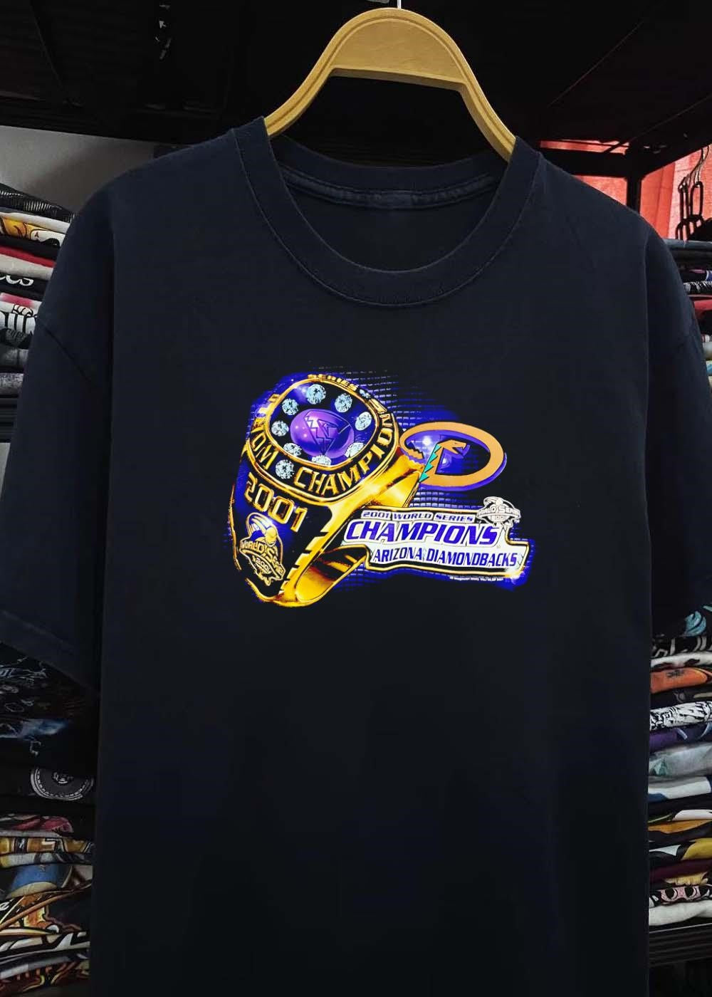 Vtg MLB Apparel 2001 World Series Ring Graphic Arizona Diamondbacks T-Shirt