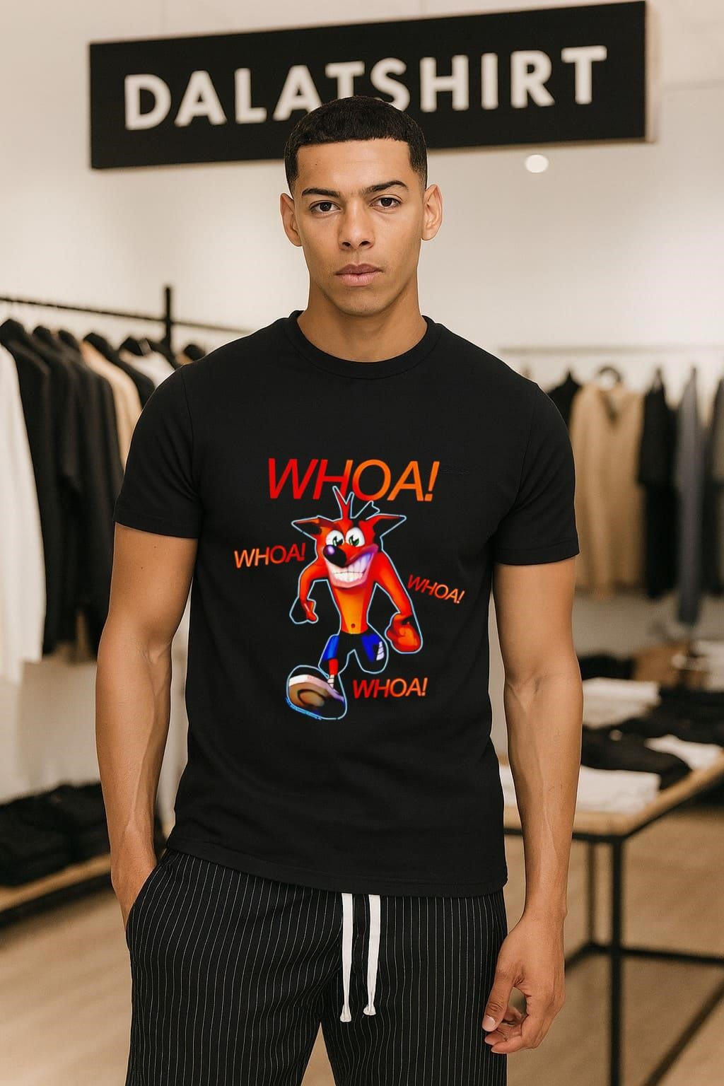 WHOA Crash Bandicoot Funny Expression Classic Gaming shirt