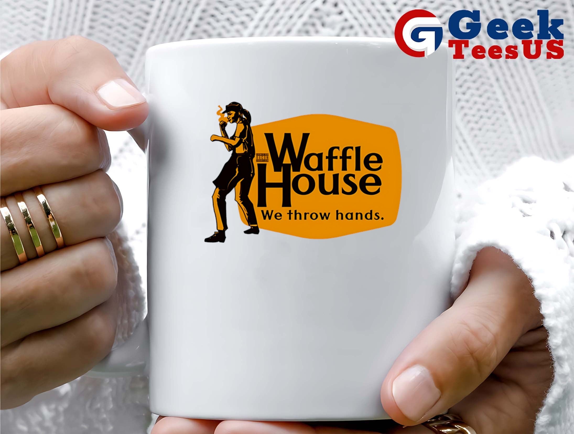 Waffle House We Throw Hands Cracker Barrel logo shirt