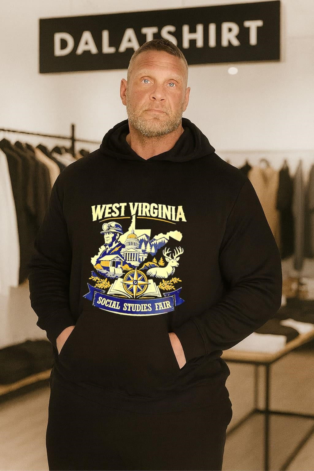 West Virginia Social Studies Fair Miner Deer Compass shirt