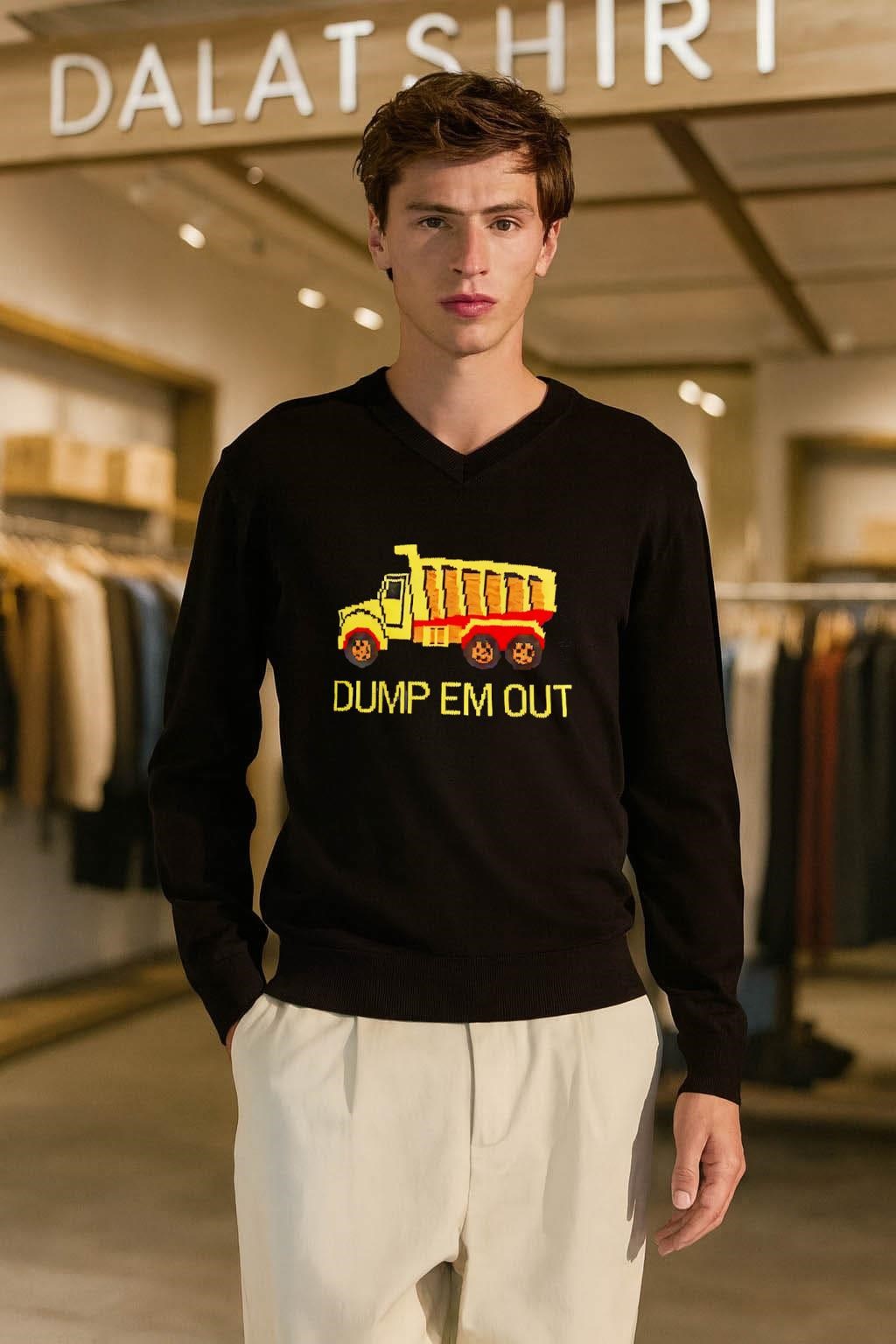 Yellow Dump Truck Graphic With Dump Em Out shirt