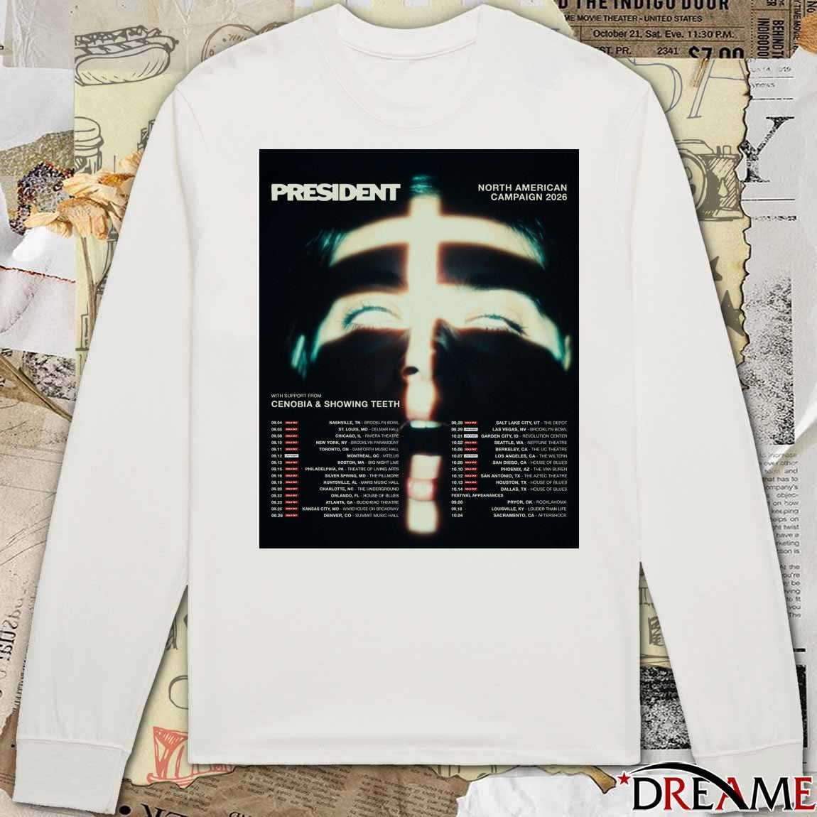 President North American Campaign 2026 With Support From Cenobia And Showing Teeth September – october Poster t-shirt