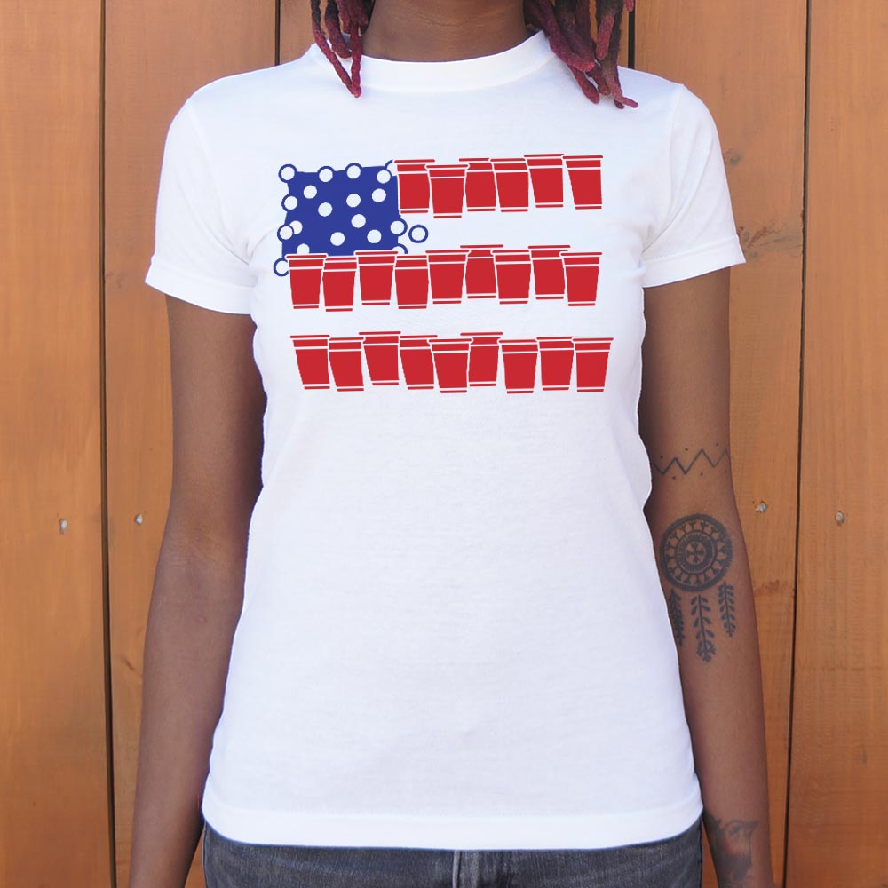 Beer Pong USA Flag Made of Red Cups and Ping Pong Balls