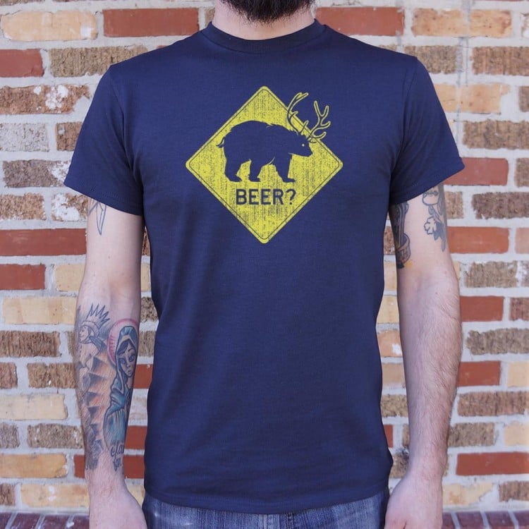Beer Bear Deer Crossing Sign
