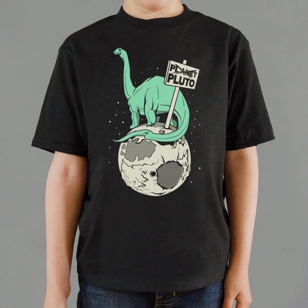 Brontosaurus On Pluto Holding a Planet Protest Sign