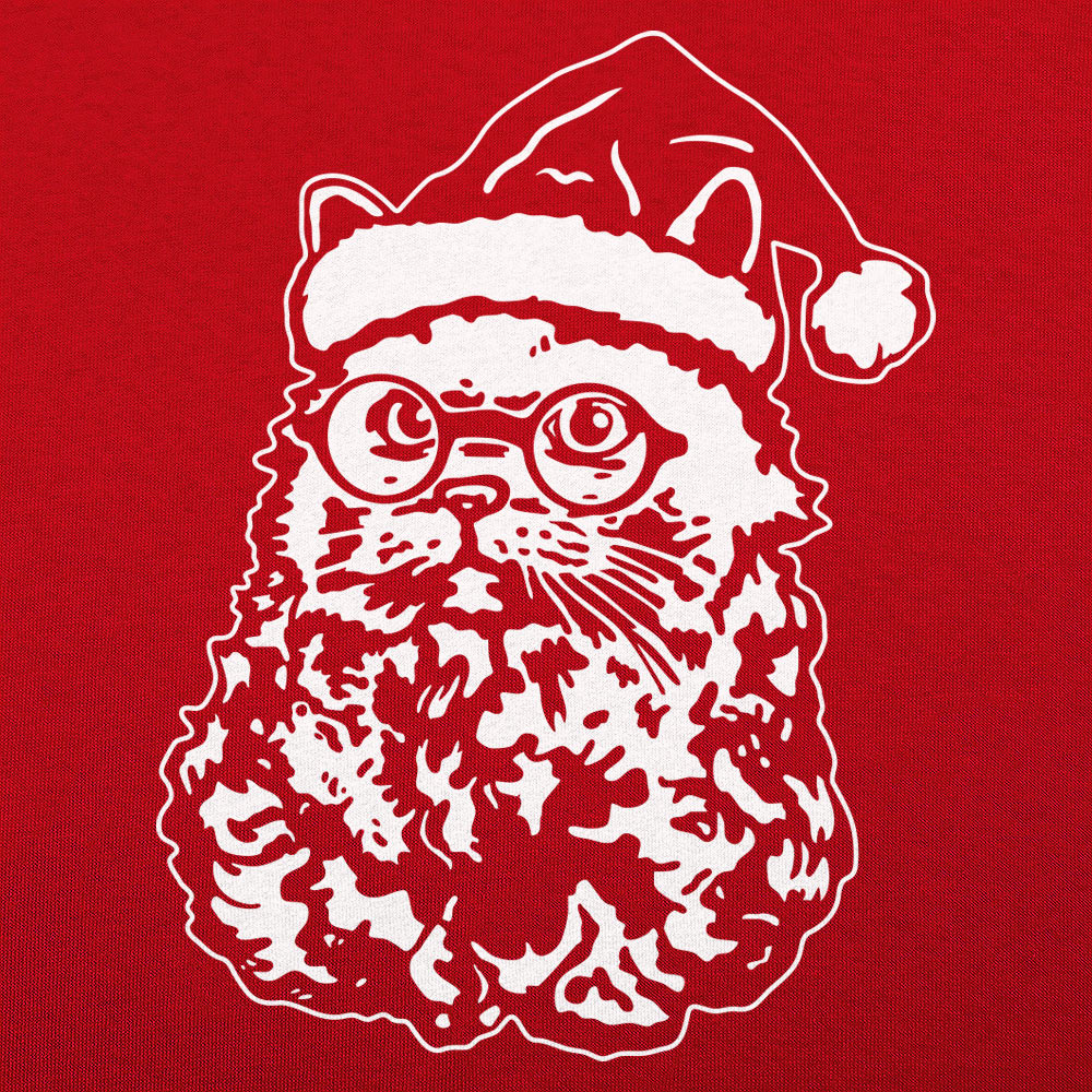 Cat Santa with Beard, Glasses, and Santa Hat