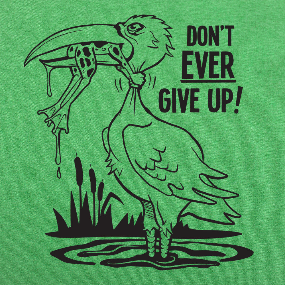 Don't Ever Give Up Stork Eating Frog