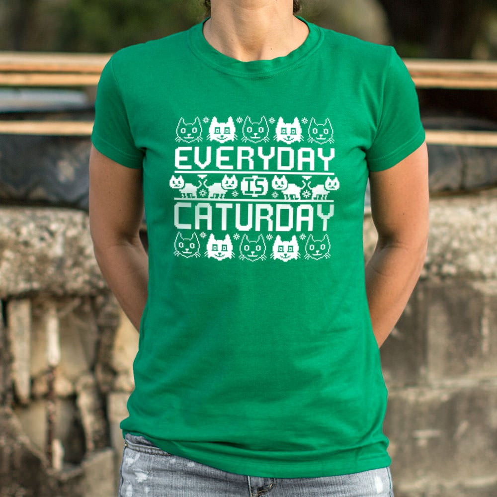 Every Day Is Caturday Ugly Sweater Style Cat Pattern