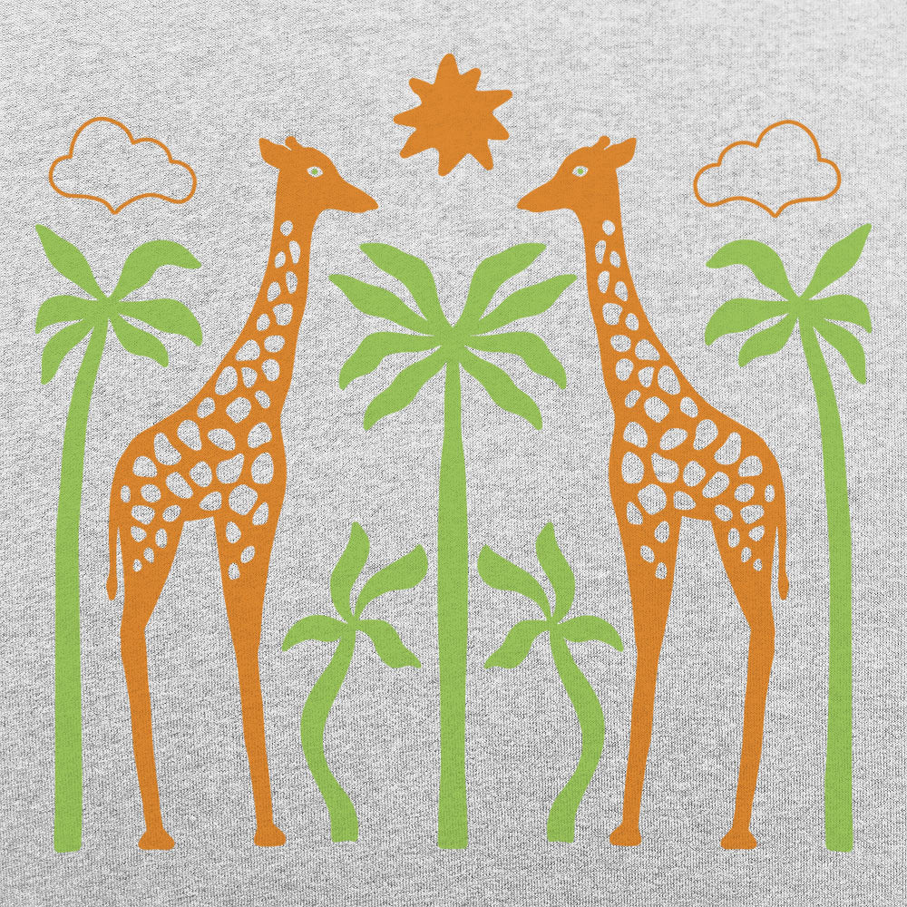 Giraffes in the Savanna with Palm Trees