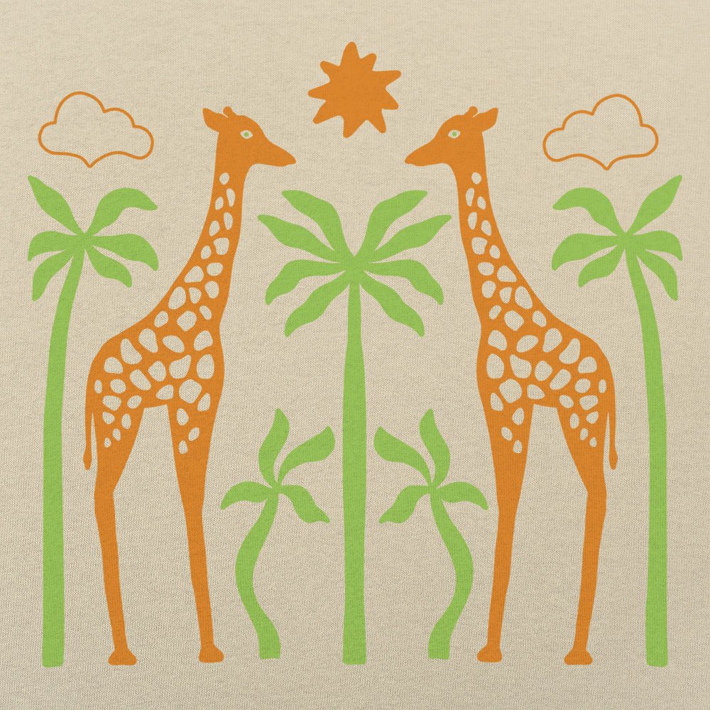 Giraffes in the Savanna with Palm Trees