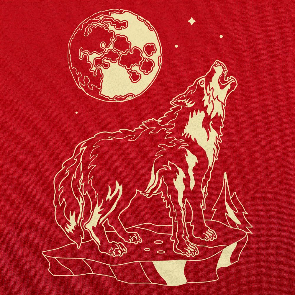 Lone Wolf Howling at the Full Moon