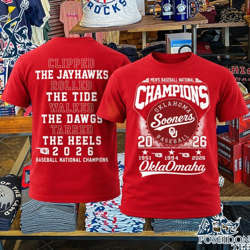 Oklahoma Sooners 2026 Mcws Baseball National Champions 3x Times T-shirt