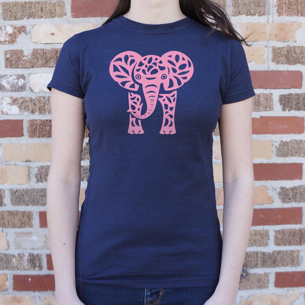 Pink Elephant - Ornamental Mosaic Elephant Design