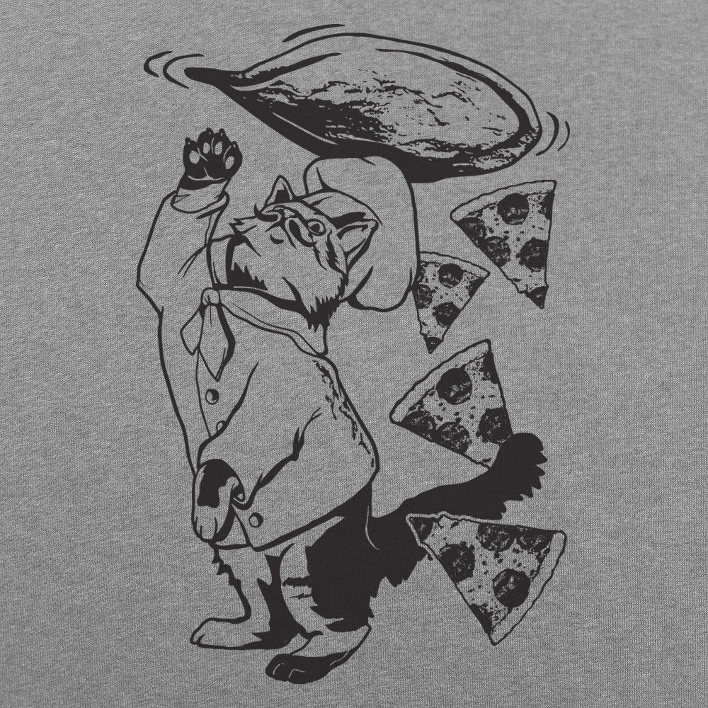 Pizza Cat Chef Tossing Dough and Pepperoni Slices