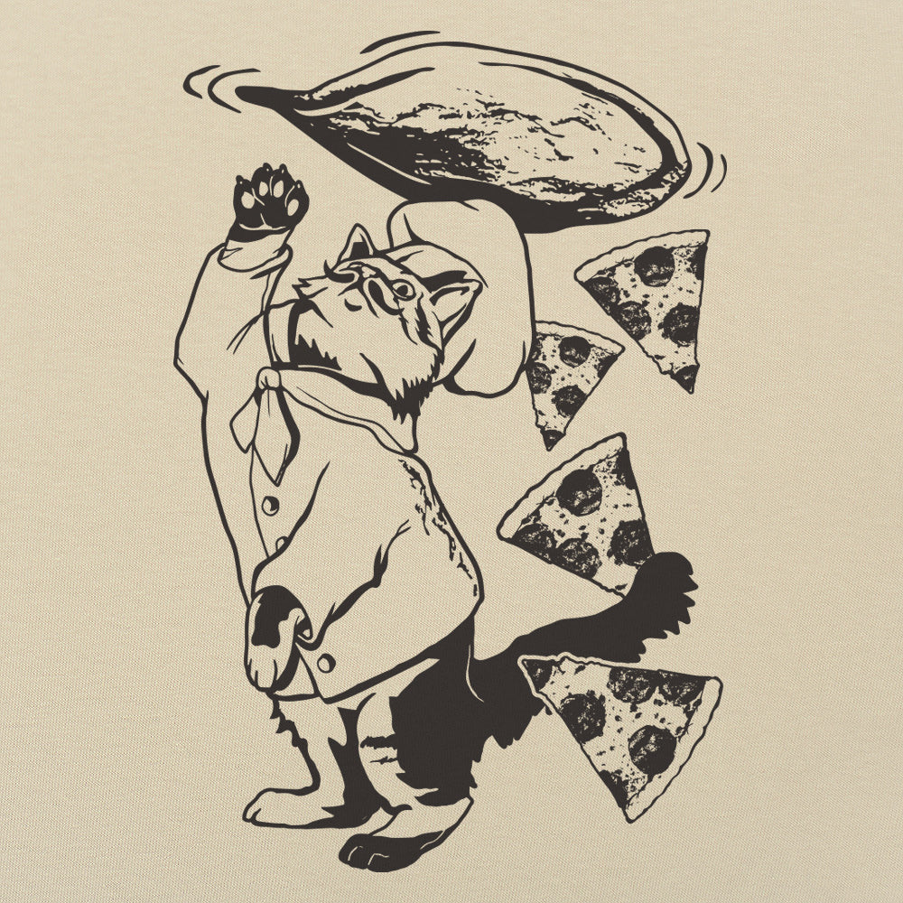 Pizza Cat Chef Tossing Dough and Pepperoni Slices