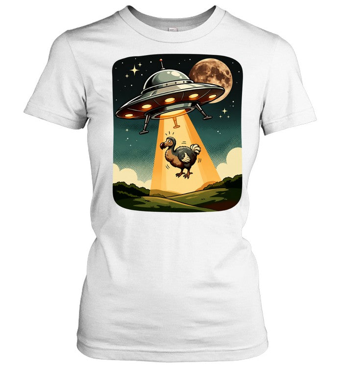 Dodo Bird abducted by UFO space spaceship night sky extraterrestrial light Shirt