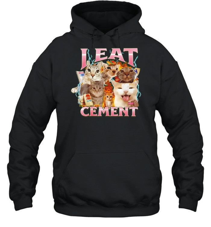 I Eat Cement Cats Internet Humor Fire Lightning Storm Shirt