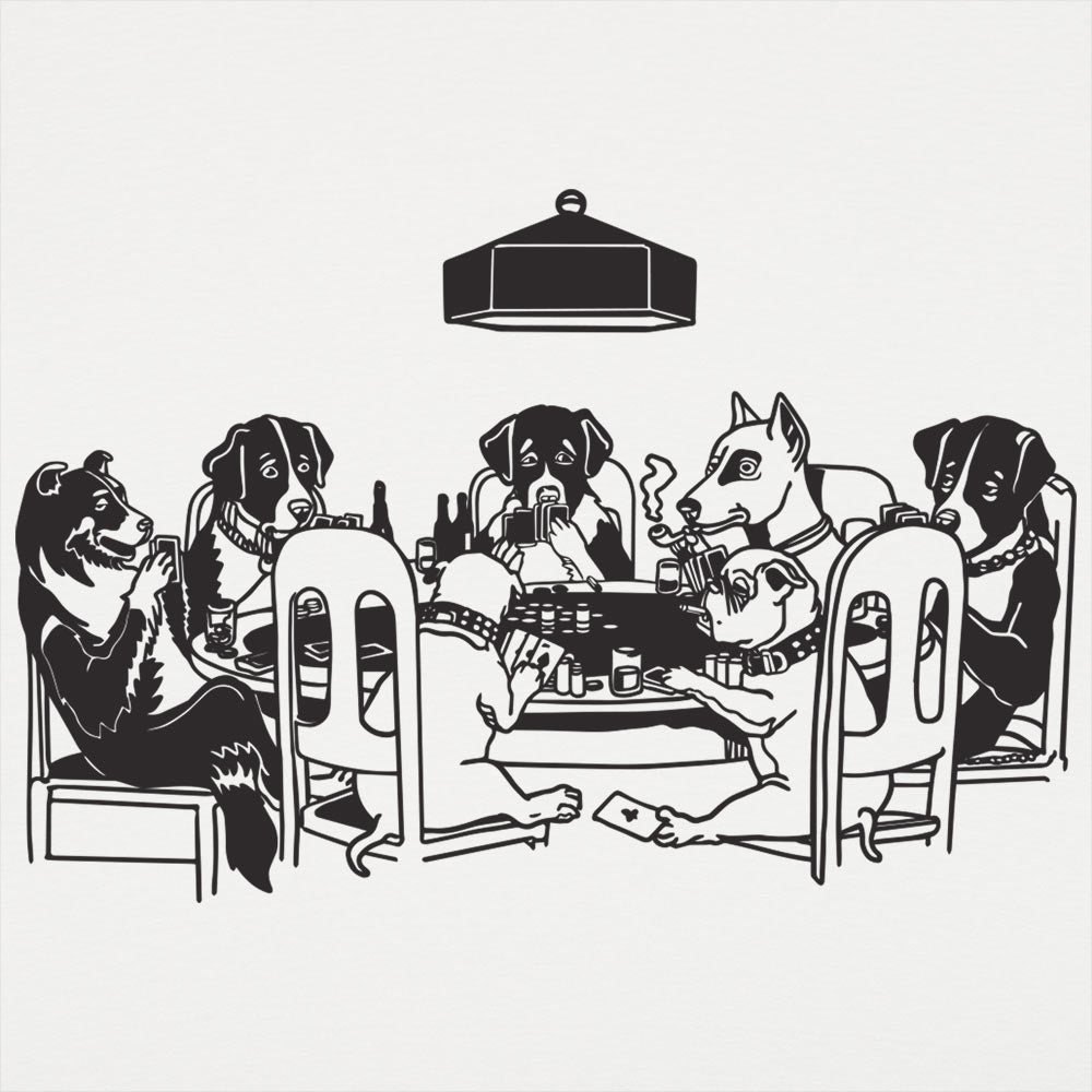 Poker Dogs Playing Cards Around the Table
