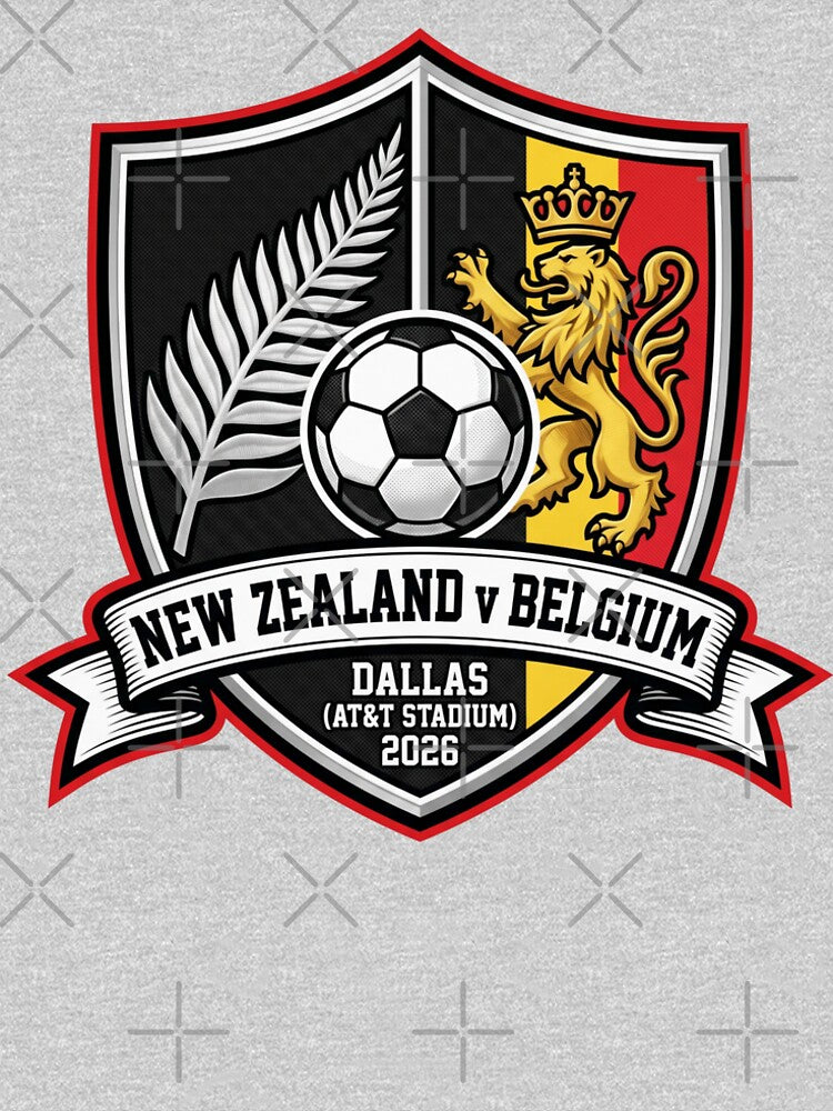 New Zealand vs Belgium Soccer Match Dallas 2026 Crest by Pride Emblem Prints