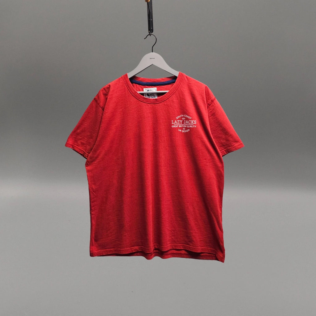 Lazy Jacks South Coast Graphic Red Cotton T Shirt XL Casual Nautical Top 698