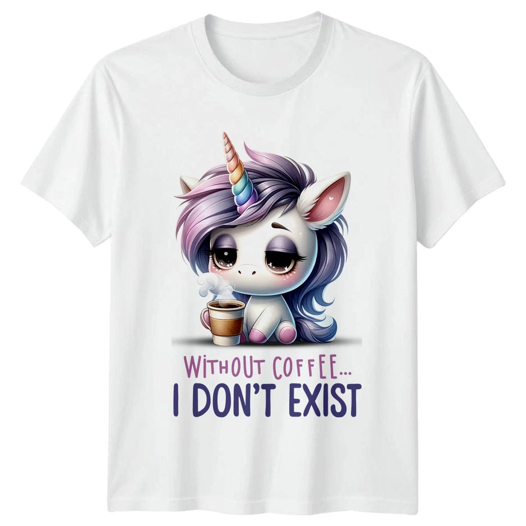 Without Coffee I Dont Exist Womens T-Shirt Coffee Unicorn Birthday Gift For Her