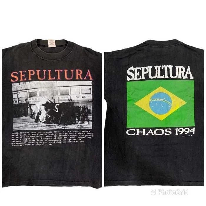 94 Sepultura Refuse Resist Chaos Cotton Black Unisex T shirt