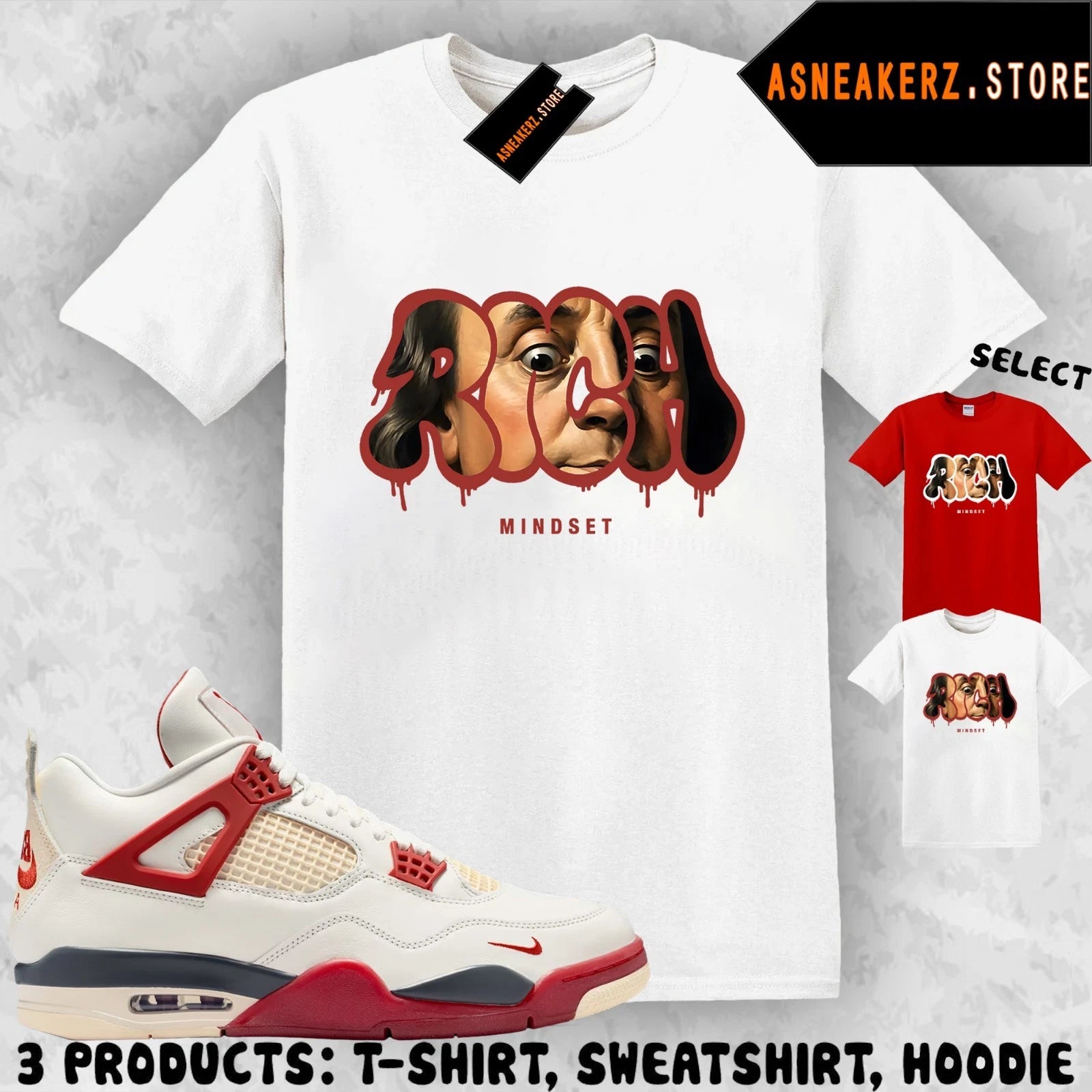 Shirt Match AJ 4 Nigel Brick After Brick Sneaker Matching Rich Mindset T-Shirt